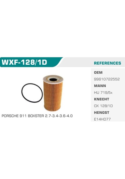 WINKEL WXF-128-1D WINKEL YAĞ FİLTRESİ 911 BOXSTER CARRERA CAYENNE