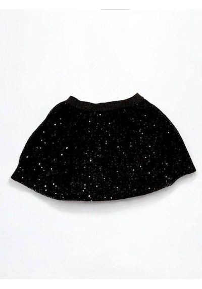Çikoby Kız Çocuk Crop Bluz Pul Payetli Etekli Takım-14891 Ekru