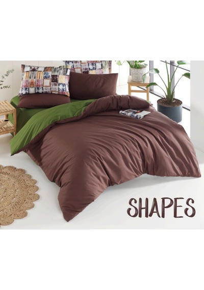 Düz Boya Çift Kişilik Nevresim Takımı Shapes Düz Renk