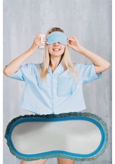 Pazarız Uyku Göz Bandı Maskesi Işık Önleyici Gözlük Maske Bant Eye Mask Mavi Beyaz