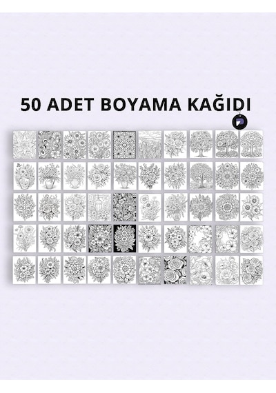 Lexroo Rüya Bahçe Yetişkin Boyama Kitabı, Çiçekler Mandala Boyama Kitabı, Boyama Defteri Çok Renkli