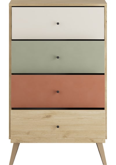 Adore Mobilya Terra  4 Çekmeceli Şifonyer-Florida Meşe/Karışık Renk 60 x 99 x 44 CM Meşe