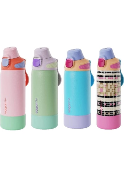 Vagonlife Çelik Tek Kapak Pipetli/ Pipetsiz Kullanım Kulplu Matara/termos Vgn1102 700ml - Resimli K Çok Renkli