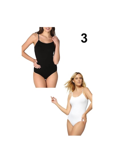 Gümüş Kadın Beyaz İp Askılı Kancalı Çıt Çıtlı Body 3'lü Karışık