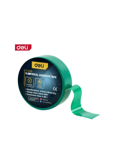 Delı Elektrik Yalıtım Bandı 0.13mm 18mm 10m Yeşil İzolasyon Bandı