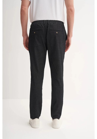 Cazador Jogger Denim Pantolon Düz Paça Beli Bağcıklı 811 Siyah