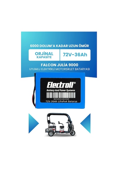 Falcon Julia 9000 Uyumlu Batarya Standart Kapasite Lifepo4 72v 36ah Elektrikli Motorsiklet Bataryası