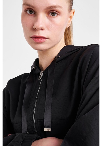 Lescon 25ntbl002146 Kadın Fermuarlı Kapşonlu Sweatshirt Siyah