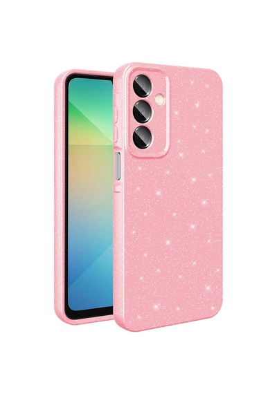 Samsung Uyumlu Galaxy A16 Kılıf Kamera Korumalı Simli Lüks Zore Koton Kapak Açık Pembe