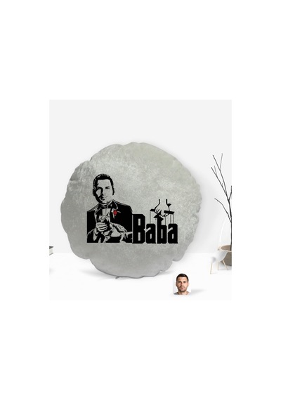 Kişiye Özel Baba Godfather Silüet Yuvarlak Dekoratif Kırlent Yast (505936988)