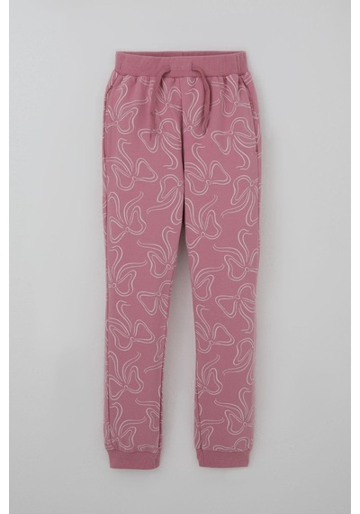 Breeze Kız Çocuk Eşofman Takımı Fiyonk Desenli Bağcık Aksesuarlı 4-8 Yaş, Pembe