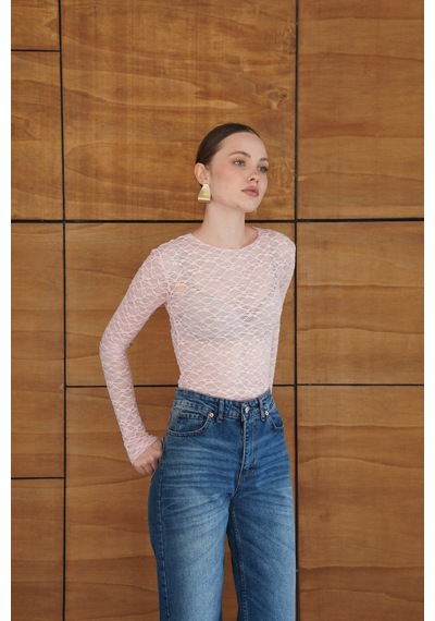 Verymoda Dantel Bluz F2092 Pembe