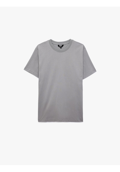 Koton Regular Fit Kısa Kollu Bisiklet Yaka Basic Pamuklu Tişört Gri 6sam10005mk
