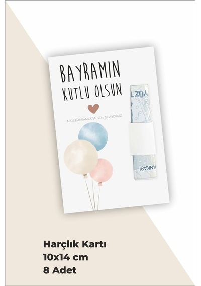 8 Adet Bayram Hediyesi - Harçlık Kartı Bayram Hatıra Kartı
