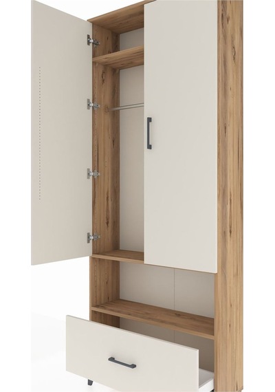 Arges Dolap 3 Raflı Tek Çekmeceli Tek Askılı 88x30x221 Çam-aytaşı Atlas Çam