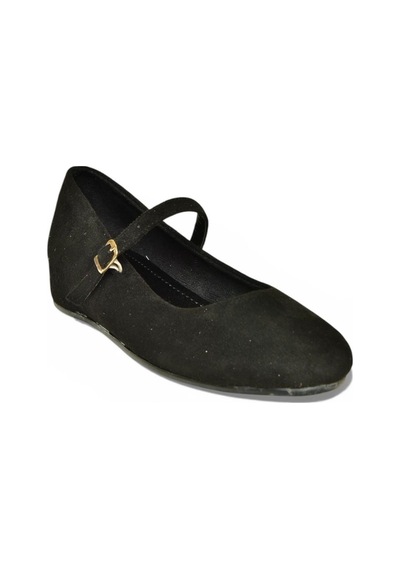 Fox Shoes Y250770702 Siyah Süet Alçak Dolgu Tabanlı Kadın Ayakkabı Siyah