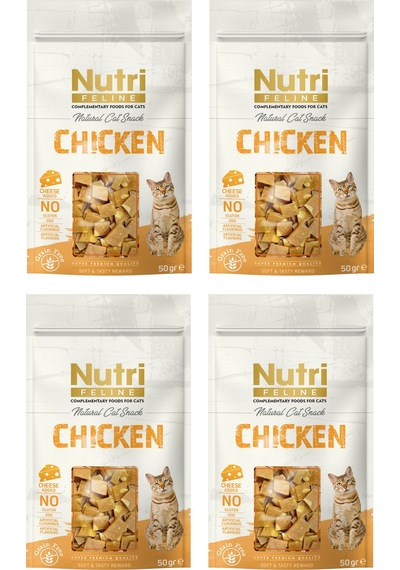 Nutri Feline Chicken & Cheese Tavuklu Ve Peynirli Tahılsız Kedi Ödülü 50 Gr. X 4 Adet