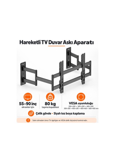 Npo Std9346 Ağır Hizmet Tipi Köşe-kenar Uyumlu 55-90" 80kg Destekli Haraketli Slim Tv Askı Aparatı Diğer Npo Std9346 Ağır Hizmet Tipi Köşe-kenar Uyumlu 55-90" 80kg Destekli Haraketli Slim Tv Askı Aparatı Diğer