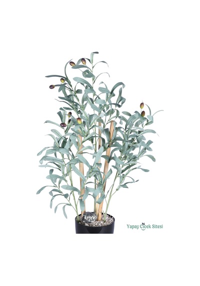 Yapay Çiçek Sitesi Plastik Saksıda Bambulu Zeytin Ağacı 80 Cm Yeşil