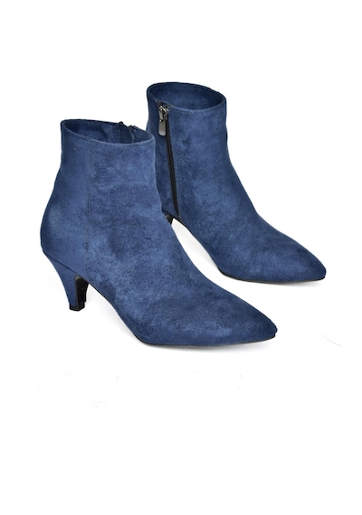 Fox Shoes R404710002 Lacivert Süet Alçak Topuklu Kadın Bot Lacivert-süet Lacivert
