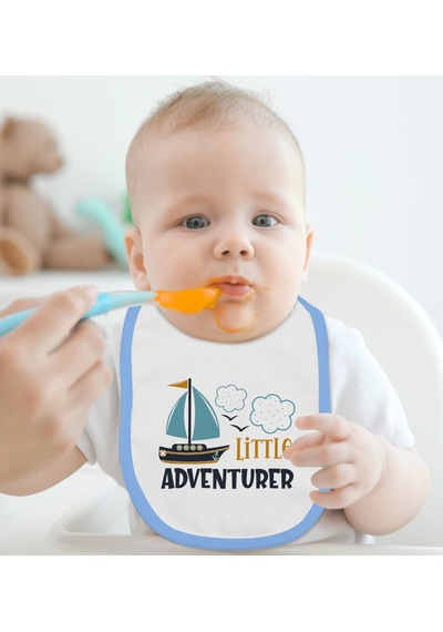 Bk Kids Little Adventurer Tasarımlı Mavi Bebek Mama Önlüğü Mavi