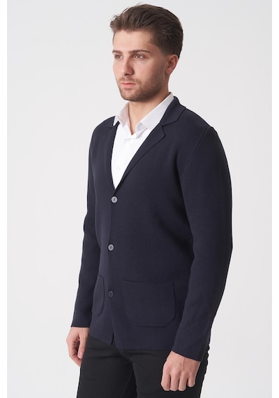 White Stone São Paulo 1112 Pike Örgü Slim Fit Pamuklu Triko Siyah Siyah