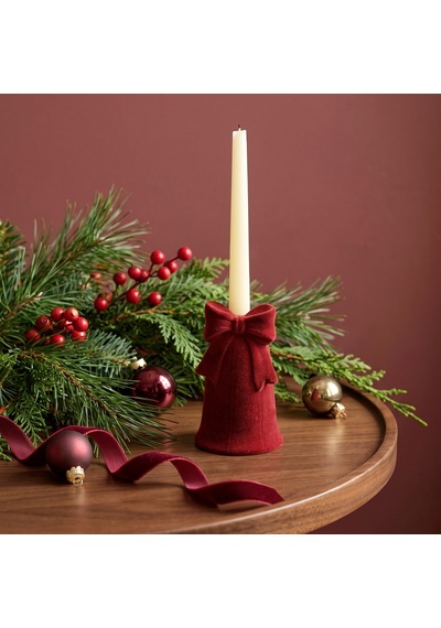Karaca Home New Year Velvet Glow Mumluk 9,7x9,7x16 Cm Kırmızı