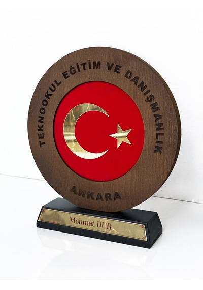 Türk Bayraklı Kurumsal Plaket, Kişiye Özel Ahşap Masa Üstü Ödülü