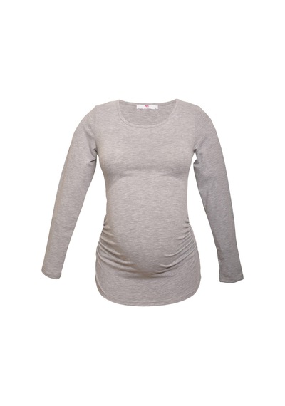 Luvmabelly 2301-2309 Pamuklu Uzun Kollu Hamile T-shirt Gri