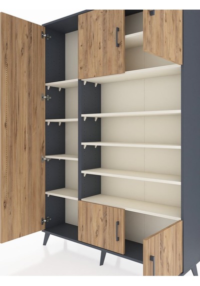 Arges Dolap 10 Raflı 5 Kapaklı 132x30x195 Antrasit-çam/aytaşı Antrasit