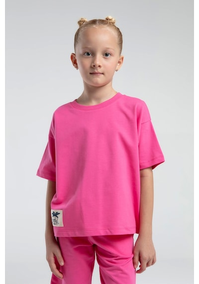 Roly Poly Garson Kız Çocuk %100 Pamuklu Regular Rahat Kesim Kısa Kollu Bermuda Şortlu Pijama Takım Fuşya