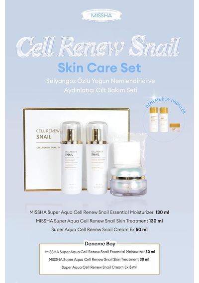 Salyangoz Özlü Yoğun Nemlendirici Ve Aydınlatıcı Set Cell Renew Snail Skin Care Set, 8410