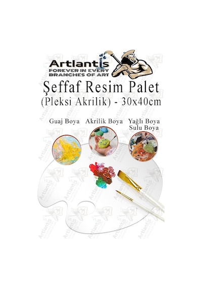 Pleksi Akrilik Resim Paleti 30x40 3mm 1 Adet Oval Palet Plastik Şeffaf Resim Boya Paleti Orta Boy Boyama Tepsisi