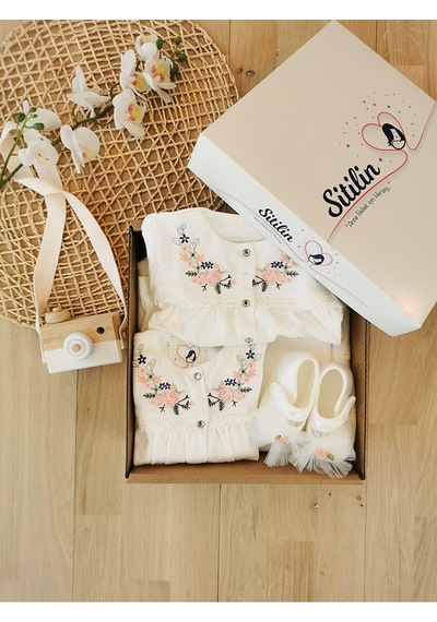Sitilin Kız Bebek Natural Lüx Organik Hastane Çıkışı Seti Bej