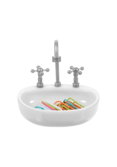 1 Adet Lavabo Şeklinde Ataç Kutusu Masa Düzenleyici Plastik Organizer, Ofis Paperclip Box, Küçük Saklama Kutusu