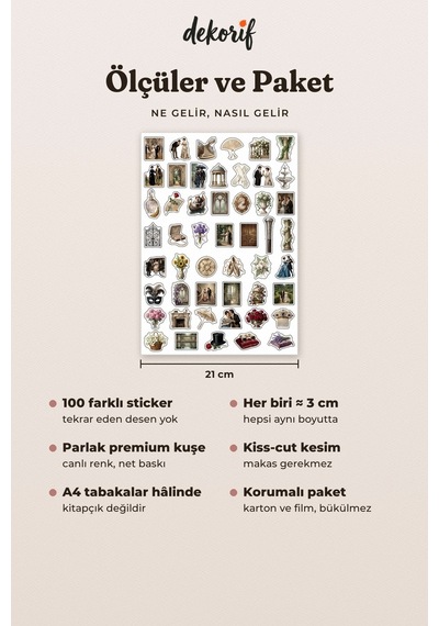 Romantik Çift Sticker Seti 100 Adet - Balo Aşk Ve Zarafet Klasik Ajanda Journal Defter Çıkartma Çok Renkli