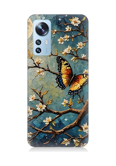 Xiaomi 12 Uyumlu Ay Işığında Kelebekler Desenli Silikon Kılıf Çok Renkli