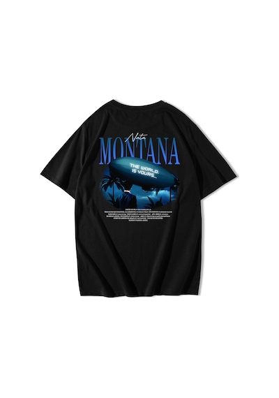Brz Collection Unisex Oversize Nata Montana And Madonna Best Friend T-shirt-siyah Siyah