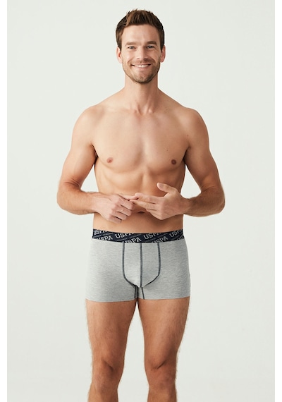 U.S. Polo Assn. Erkek Kırmızı - Gri Melanj - Lacivert 3 Lü Boxer 80336