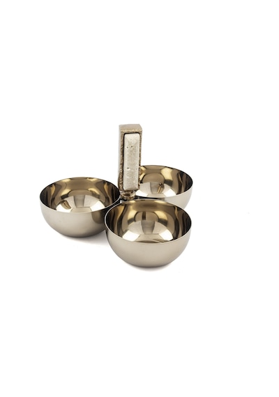 Mikasa Moor Bronz Traverten Mermer Taşlı 3 Lü Çerezlik 21x15 Cm