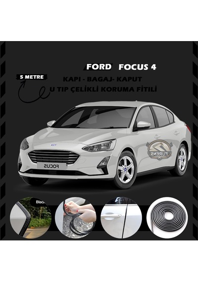 Ford Focus 4 Oto Araç Kapı Koruma Fitili 5metre Parlak Siyah Renk