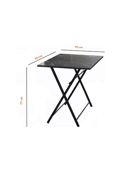 Kare Siyah Balkon Bahçe Çalışma Mutfak Masası 70x70cm