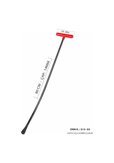 80 Cm 14 Mm Çap Levye Uçlu Kobra Boyasız Göçük Düzeltme Çubuğu, Pdr Çubuk - S13-03