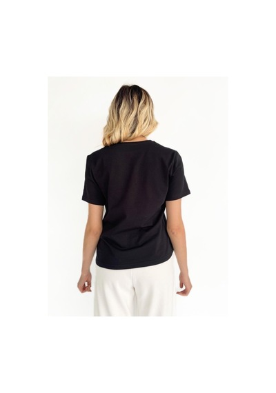 Kadın V Yaka Basic Tshirt Siyah