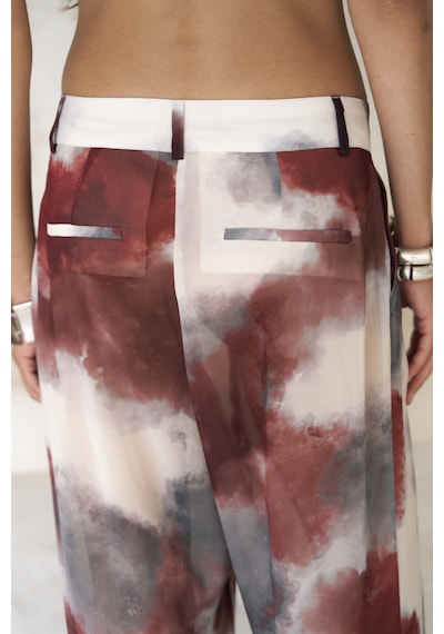 Mai Collection Mai Studios Co. Budiono Transparan Patlı Bordo Pantolon Bordo