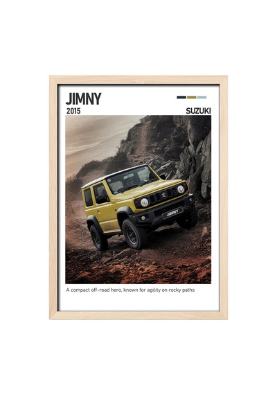Suzuki Jimny Ahşap Çerçeveli Poster Tablo Kompakt Off-road Ahşap 01