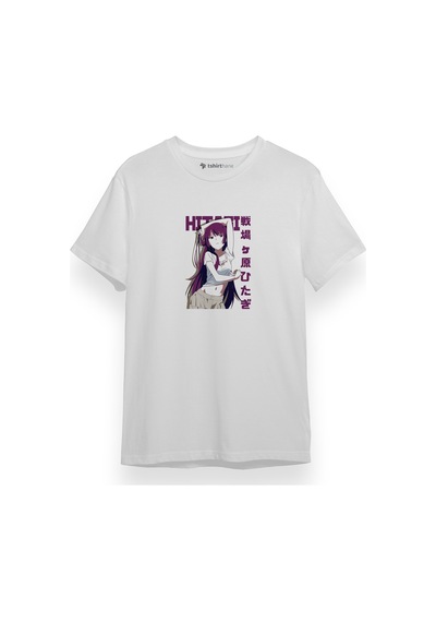 Monogatari Anime Senjougahara Hitagi Poster Beyaz Kısa Kol Erkek Tshirt 001