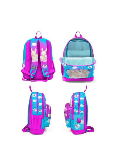 Coral High Mavi Pembe Tavşan İlkokul Ve Günlük Sırt Çantası - Kız Çocuk - Usb Soketli