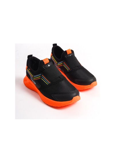 Daxtors Pinko Çocuk Unisex Garantili Günlük Ortopedik Unisex Sneaker Spor Ayakkabı Siyah-oranj