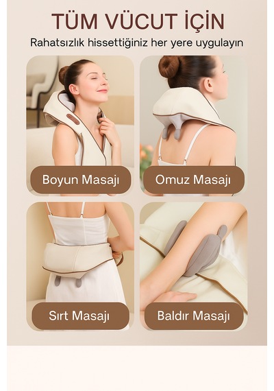 Isıtmalı Yoğurma Masaj Aleti Boyun, Omuz Ve Sırt Masah Aleti
